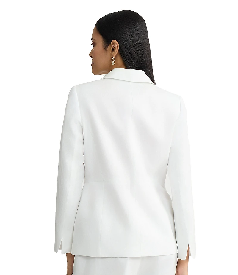 Kasper Linen Blend Notch Collar One Button Blazer