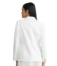 Kasper Linen Blend Notch Collar One Button Blazer