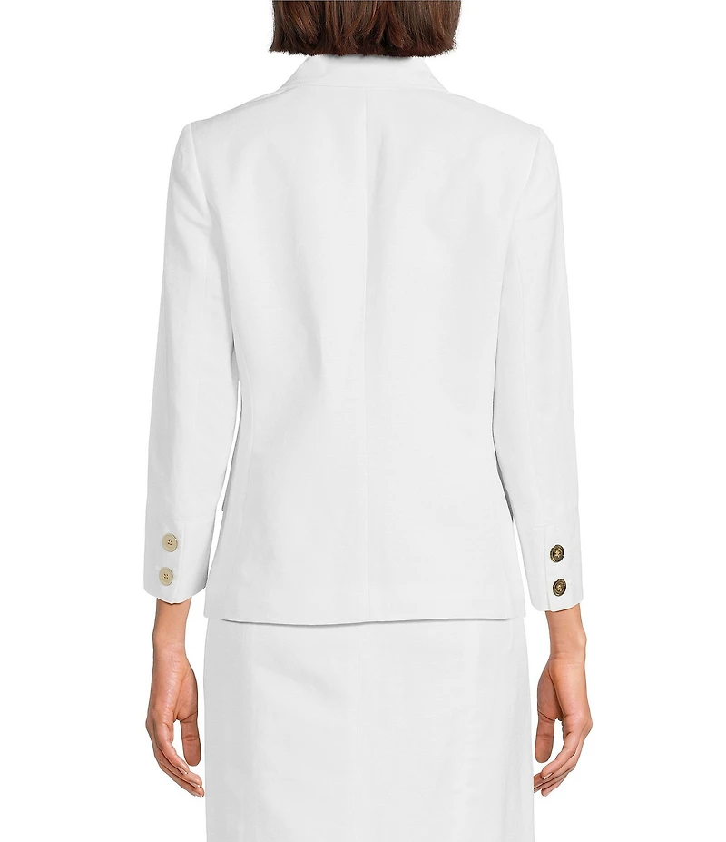 Kasper Linen Blend Notch Collar One-Button Jacket
