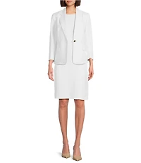 Kasper Linen Blend Notch Collar One-Button Jacket