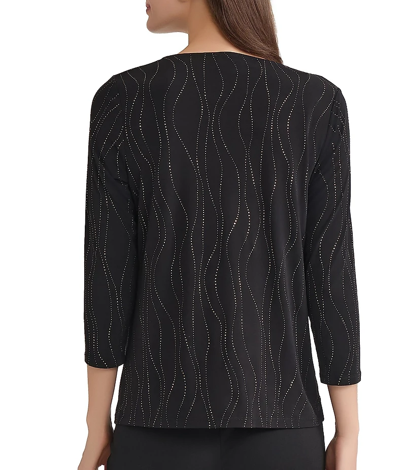 Kasper Long Sleeve Keyhole Neck Jersey Knit Top
