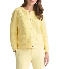 Kasper Long Sleeve Knit Button Front Cardigan