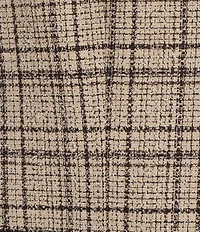 Kasper Long Sleeve Plaid Crepe Cardigan Jacket