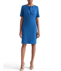 Kasper Neck Tie Sheath Knee Length Dress