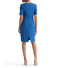 Kasper Neck Tie Sheath Knee Length Dress