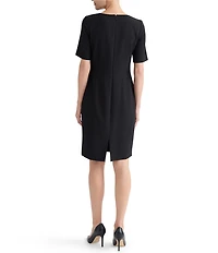 Kasper Neck Tie Sheath Knee Length Dress