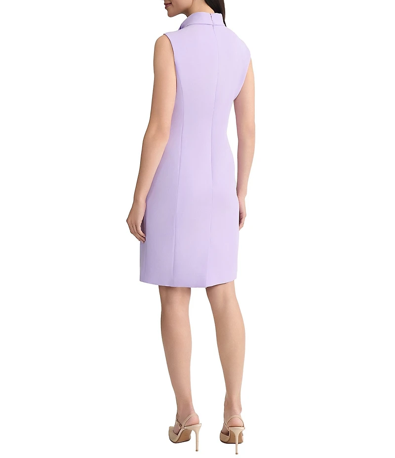 Kasper Neck Tie Sheath Knee Length Dress