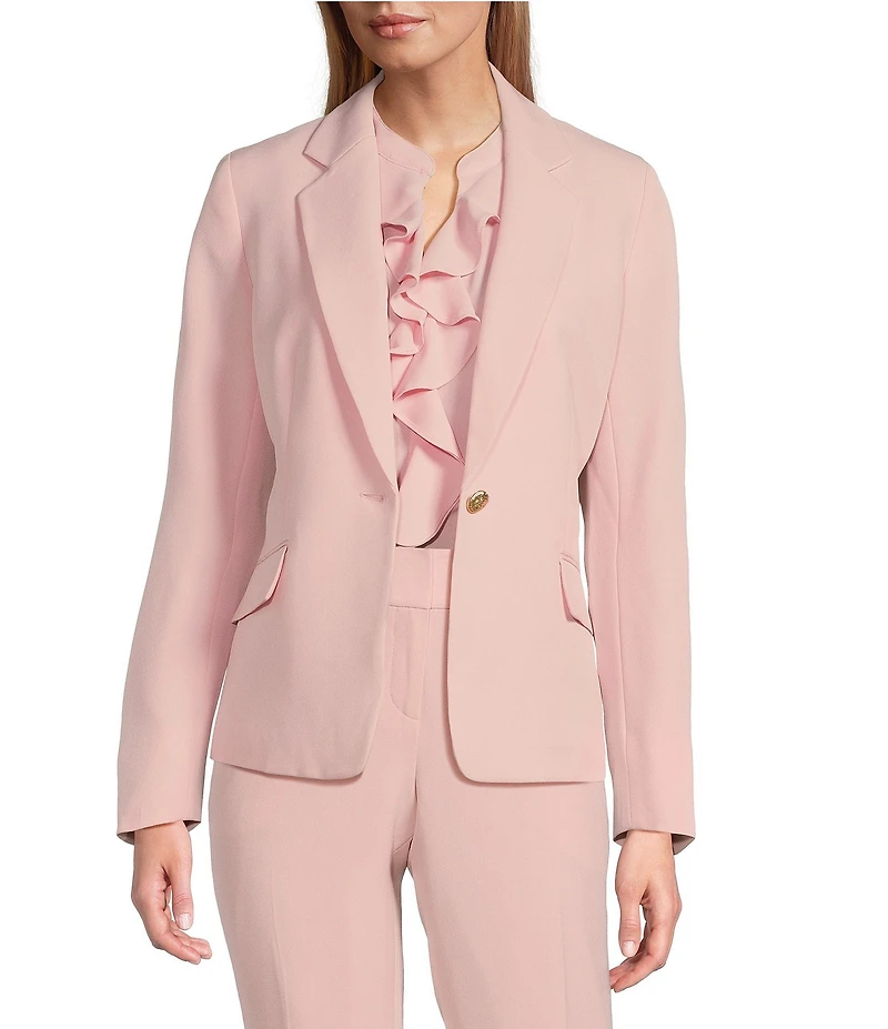 Kasper Notch Collar Crepe Blazer