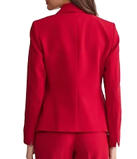 Kasper Notch Collar Long Sleeve Two Button Crepe Blazer