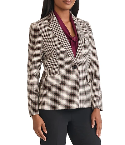 Kasper One Button Notch Collar Long Sleeve Jacket