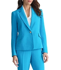 Kasper One Button Notch Collar Pebble Crepe Jacket