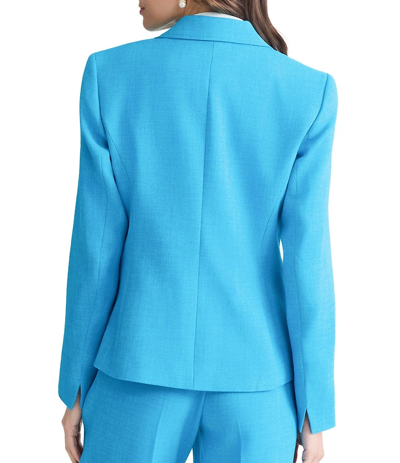Kasper One Button Notch Collar Pebble Crepe Jacket