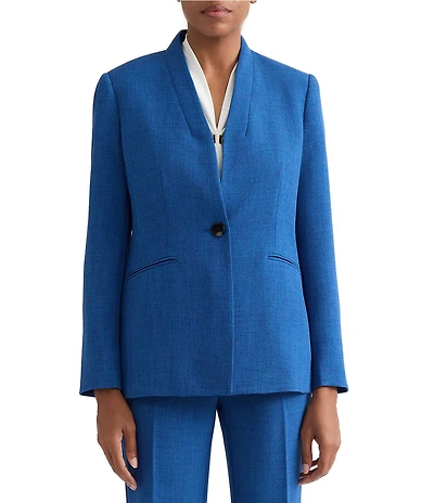 Kasper One Button Pebble Crepe Jacket