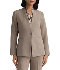 Kasper One Button Pebble Crepe Jacket