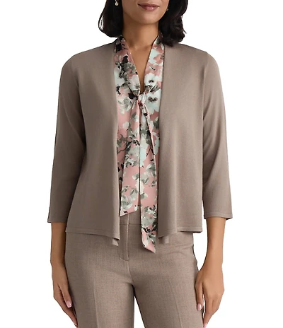 Kasper Open Front 3/4 Sleeve Cardigan