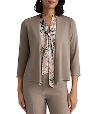 Kasper Open Front 3/4 Sleeve Cardigan