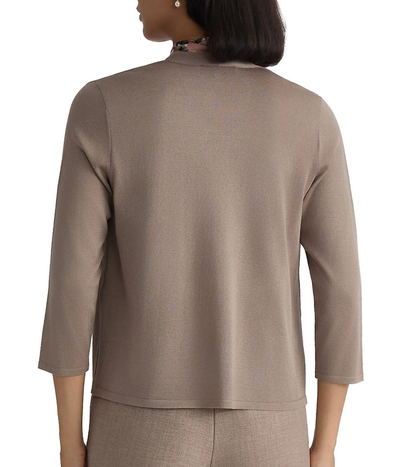 Kasper Open Front 3/4 Sleeve Cardigan