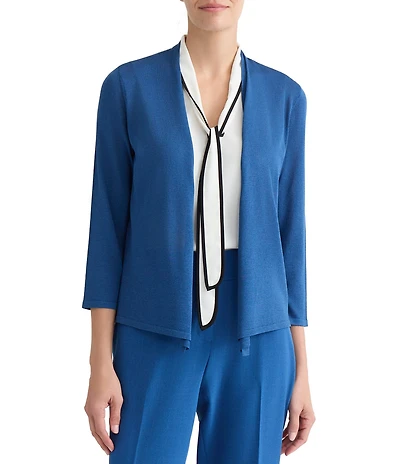 Kasper Open Front 3/4 Sleeve Cardigan
