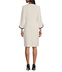 Kasper Open Front Collarless Long Sleeve Framed Jacket