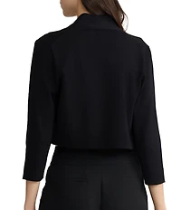 Kasper Open Front Knit 3/4 Sleeve Cropped Cardigan