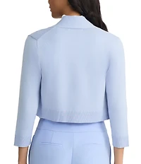 Kasper Open Front Knit 3/4 Sleeve Cropped Cardigan