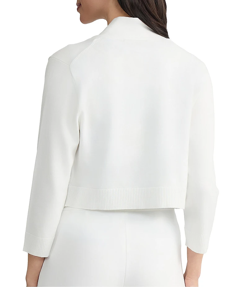 Kasper Open Front Knit 3/4 Sleeve Cropped Cardigan