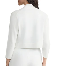 Kasper Open Front Knit 3/4 Sleeve Cropped Cardigan