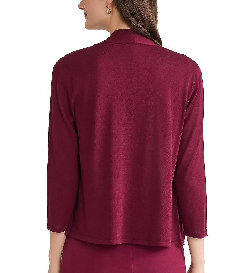 Kasper Open Front Long Sleeve Cardigan