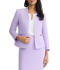 Kasper Open Front Welt Pocket Seamed Coordinating Blazer