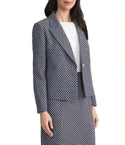 Kasper Peak Lapel Cropped Jacquard Jacket