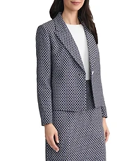 Kasper Peak Lapel Cropped Jacquard Jacket