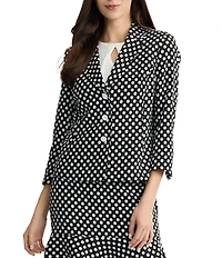 Kasper Petite 3 Button Dotted Jacquard Notched Collar Jacket