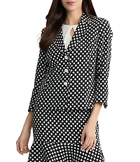 Kasper Petite 3 Button Dotted Jacquard Notched Collar Jacket