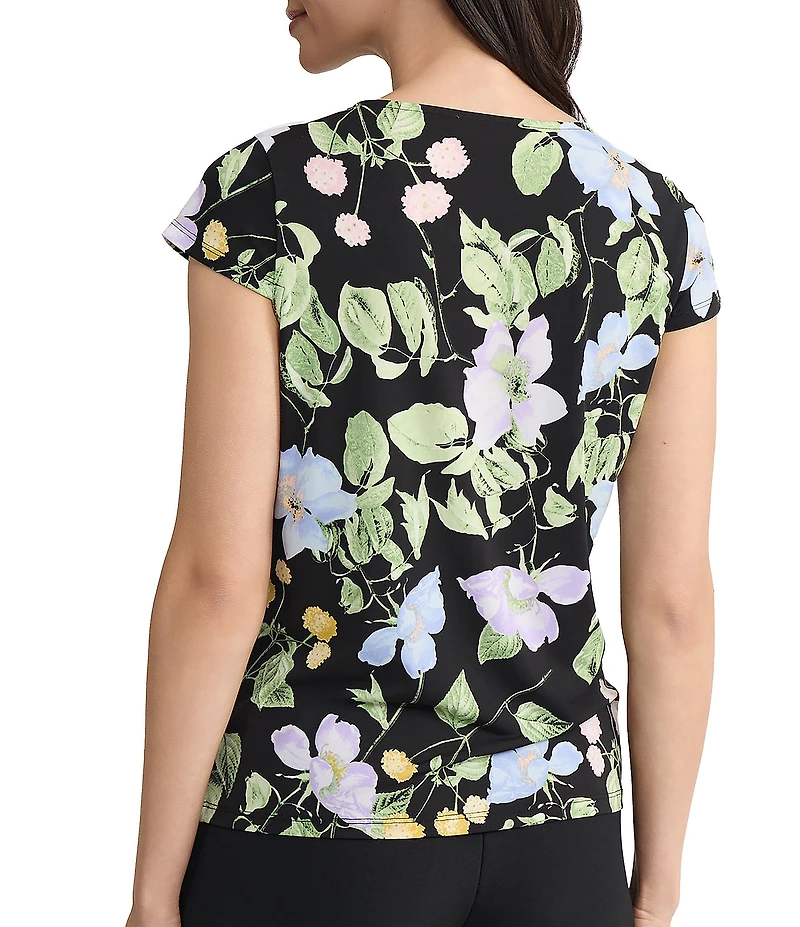 Kasper Petite Cap Sleeve Cowl Neck Blouse