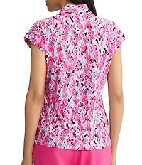 Kasper Petite Cap Sleeve Funnel Neck Printed Blouse