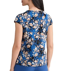 Kasper Petite Floral Print Cowl Neck Blouse