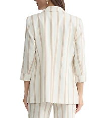 Kasper Petite Four Button Faux Roll Tab Stripe Jacket