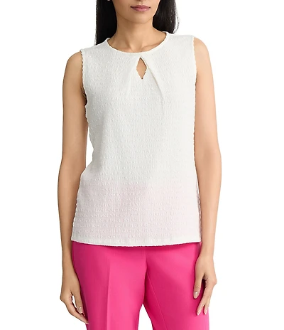 Kasper Petite Jersey Knit Tank With Keyhole Neckline