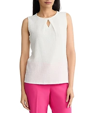 Kasper Petite Jersey Knit Tank With Keyhole Neckline