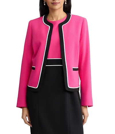 Kasper Petite Long Sleeve Color Blocked Jacket
