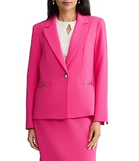 Kasper Petite Long Sleeve Hardware Pocket Crepe Jacket