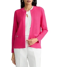 Kasper Petite Long Sleeve Kissing Front Cardigan