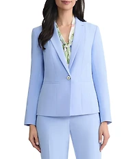 Kasper Petite One Button Crepe Panel Seam Jacket