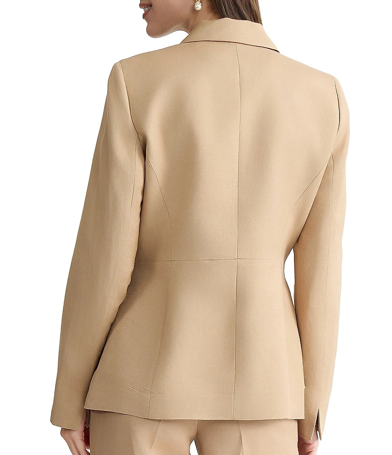 Kasper Petite One Button Linen Blend Notch Collar Jacket