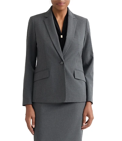 Kasper Petite Size One Button Notch Collar Jacket