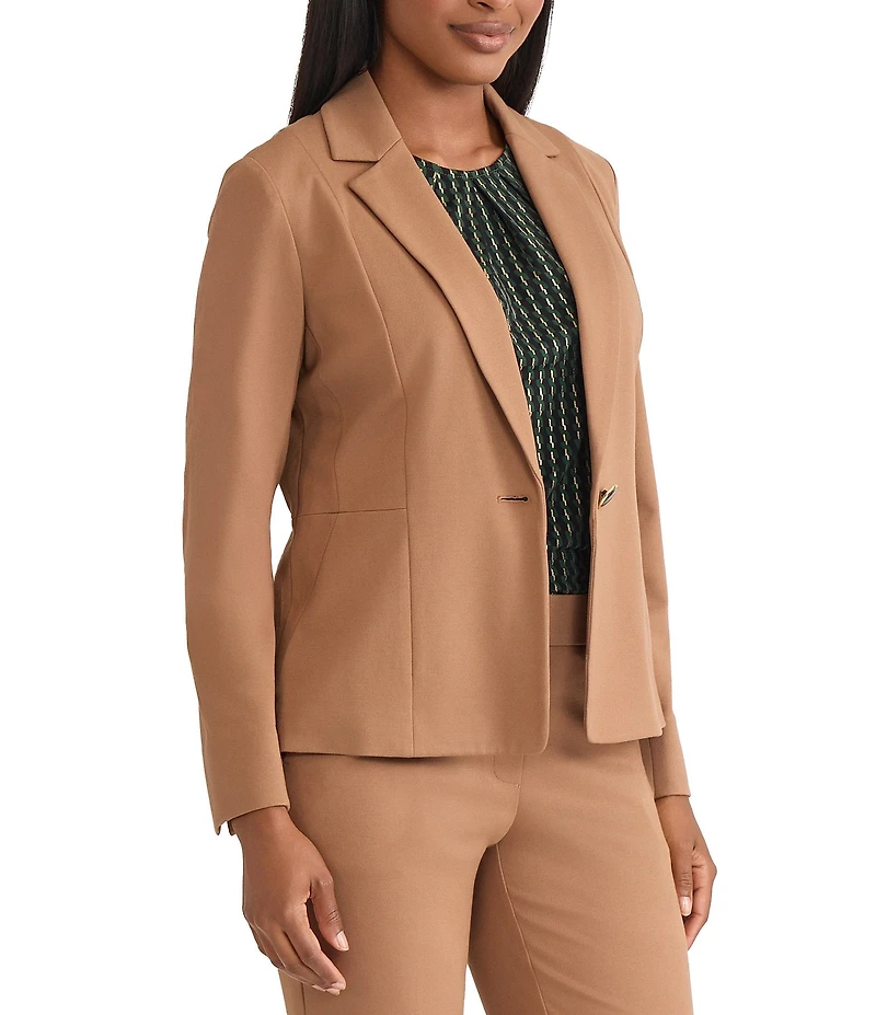 Kasper Petite One Button Notch Collar With Waist Seam Blazer Jacket