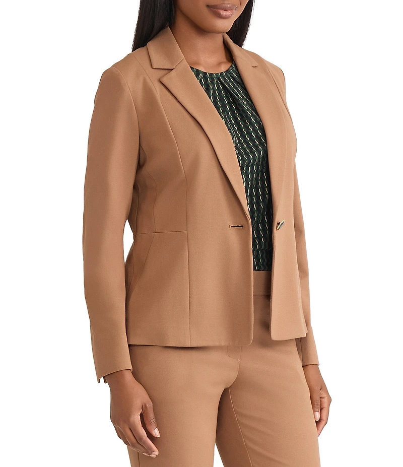 Kasper Petite One Button Notch Collar With Waist Seam Blazer Jacket