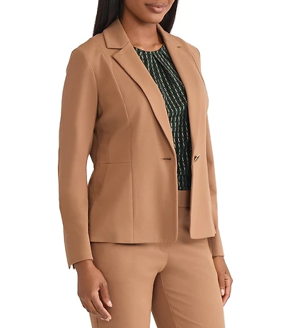 Kasper Petite One Button Notch Collar With Waist Seam Blazer Jacket