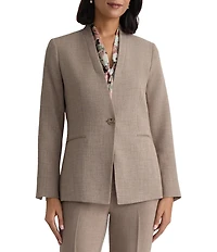 Kasper Petite Size One Button Pebble Crepe Jacket