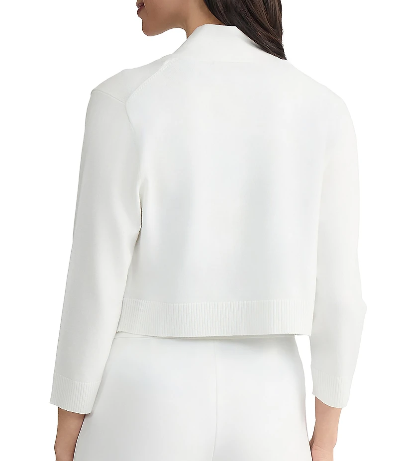 Kasper Petite Open Front 3/4 Sleeve Cropped Knit Cardigan